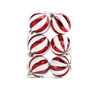 6PC 6cm Christmas Baubles Christmas Tree Decorations Set Xmas Hanging Ornaments Shatterproof Baubles for Xmas Tree Decoration Red Green White for Holiday Wedding Party Decorations
