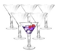 6PC Acrylic Martini Glasses, 7oz Plastic Martini Glasses Made of Shatterproof Plastic,Unbreakable and Perfect for Poolside, Outdoors, Camping, and More Use, Reusable Cocktail Glasses, Crystal Clear