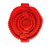 6PC Air Fryer Mats - 450°F Silicone Non-Stick Dual Texture Dishwasher Safe Crispy/Steam Cooking(6pcs-Red)