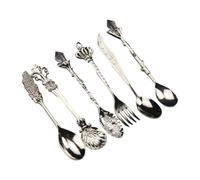 6pc Antique-Style Teaspoons, Crystal Zincs, Nonslip, Silver | Crystal Zincs Alloy, Nonslip Grip, Dessert Cocktails Kitchen Utensils, Dishwasher Safe Beverage Utensils