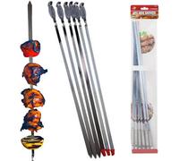6Pc Bbq Skewer Stainless Steel Barbecue Kebab Food Sticks Grill Tandoori Cooking