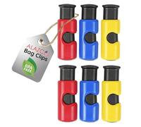 6pc BPA-Free Premium Quality ALAZCO Bag Clips - Value Set Food Fruit Bread Bag Cinch Non-Slip Grip EASY Squeeze & Lock