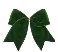 6PC Christmas Bow Decorations DIY Green White Khaki Fabric Xmas Tree Wreath Hanging Ornaments Year Gift Home Party Decor Bow Clips(Green)