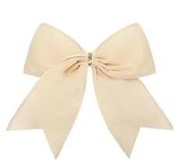 6PC Christmas Bow Decorations DIY Green White Khaki Fabric Xmas Tree Wreath Hanging Ornaments Year Gift Home Party Decor For Holiday(White)