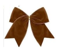 6PC Christmas Bow Decorations DIY Green White Khaki Fabric Xmas Tree Wreath Hanging Ornaments Year Gift Home Party Decor(Khaki)