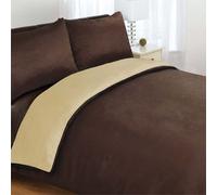 6PC COMPLETE REVERSIBLE CHOCOLATE BROWN/LATTE SUPER KING DUVET COVER & FITTED SHEET BED SET by Viceroybedding