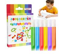 6pc DIY Bubble Popcorns Drawing Pen 3D Magic Puffys Pen Art Printing Marker