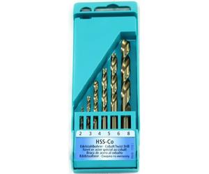 6pc Drill Bit Set HSS Co Cobalt 2mm - 8mm Heller twist drills set German Quality