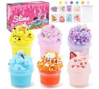 6PC Fluffy Slime DIY Set, Super Soft Butter DIY Slime Set, Children's Modelling Toy Gifts, Mini Scented Slime for Children's Parties, Birthdays, Halloween, for Girls