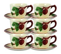 6Pc Franciscan Apple Hand Painted Porcelain Coffee Cup 0.25L & Saucer Set