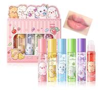 6pc Girl Fruity Flavored Lip Gloss Set, Assorted Fruit Flavor Lip Glosses, Fun Shiny Lip Gloss Collection for Kids, Teens & Girls - Sweet & Glossy Lip Care, Natural Scents