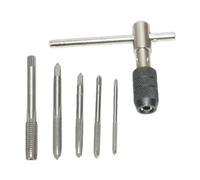 6pc Hand Tap and Wrench Set - M3 M4 M5 M6 M8 - Alloy Steel Threading Tool for Wood, Plastic & Soft Metal