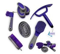 6pc Horse Grooming Kit Set - Complete Pony Grooming Kit Horse Set with Hoof Pick, Mane & Tail Cleaner, Body Soft Brush, Sweat Scraper, Dandy Brush, Curry Comb - Essential Equestrian Gifts