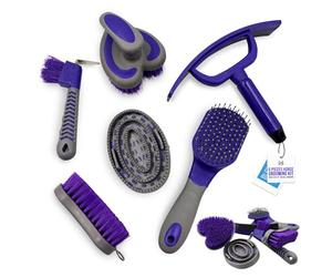 6pc Horse Grooming Kit Set - Complete Pony Grooming Kit Horse Set with Hoof Pick, Mane & Tail Cleaner, Body Soft Brush, Sweat Scraper, Dandy Brush, Curry Comb - Essential Equestrian Gifts