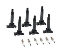 6pc Ignition Coils+6pc Iridium Spark Plugs Compatible For Toyota Lexus Camry Sienna ES300 RX300 88921393 C1175 CUF267 CL571 UF267T C528