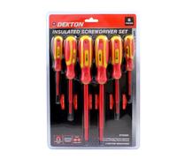 6pc Insulated Magnetic Screwdriver Set - Anti-slip Ergonomic Handles, Flat & Phillips, DT65503