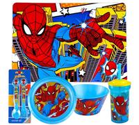 6PC Kids Dinner Tableware Set- Placemat, Plate, Bowl, 460ml Tumbler, Cutlery Set Dinning Set for Kids - Reusable (Spider-Man)