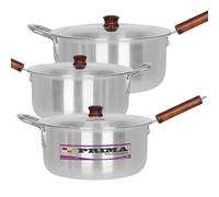 6Pc Large Aluminium Cookware Saucepans Set With Lids Handles Stockpots Kitchen