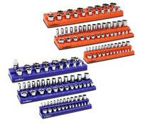 6Pc Magnetic Socket Organizer Storage Holder Set 1/4 3/8 1/2 Metric Sae 143 Slot
