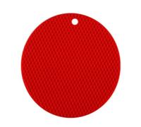 6pc Multifunctional Round Heat Resistant Silicone Mat Cup Coasters Non-slip Pot Holder Table Placemat Kitchen Accessories Tool For Kitche(Red)