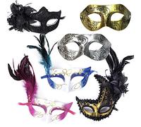 6pc Multipack Masquerade Halloween Mask for Children / Adults. Assorted Mask Set For Trick Or Treat / Cosplay Hero / Venetian / Gray / Eyes Shut