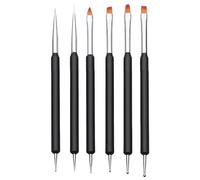 6Pc Nail Art Brushes, Double End for Gel Dotting Drawing Painting Tools, Polish Designs Carving French