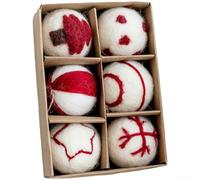 6pc or 36pc DIY Christmas Wool Felt Snowflake and Ball Ornament Set with Hemp Rope for Festive Tree Decoration and Craft Projects (B)