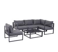 Outsunny 6Pcs Outdoor Sectional Sofa Set Conversation Aluminum Frame In Grey Grey