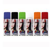 6PC Party Time Temporary Hair Colour Spray: Orange, White, Purple, Black, Green & Red 6 x 133ml Assortment
