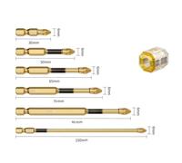 6PC PH2 Cross Screwdriver Bit Set with Magnetizer, 1/4 Inch Hex Shank for Impact Driver, Anti-Slip Batch Head Drill Bits 25-150mm