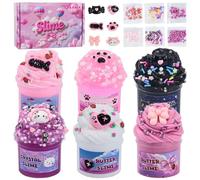 6PC Pink Slime DIY Set, Super Soft Butter, Children's Modelling Clay, Toy Gifts, Slime as a Party Gift, Birthday, Halloween, for Girls and Boys