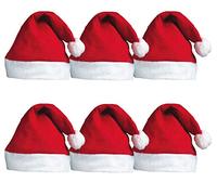6pc Red Santa Hat Multipack - Christmas Santa Hat Pack as Father Christmas Fancy Dress Accessory - Traditional Red and White Festive Headwear Xmas Accessories for Xmas Party Props