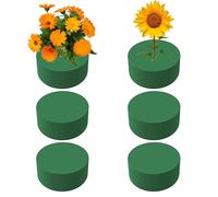 6pc Round Floral Foam Blocks - Green Wet Dry Flower Foam Blocks for Fresh and Artificial Flowers Arrangement | Round Cylinder Wet Floral Foam | Wedding Aisle Flowers Floristry Displays and Designs