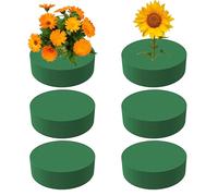 6pc Round Floral Foam Blocks - Green Wet Dry Flower Foam Blocks for Fresh and Artificial Flowers Arrangement | Round Cylinder Wet Floral Foam | Wedding Aisle Flowers Floristry Displays and Designs