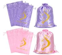 6pc Satin Wig Bags - Drawstring Silk Storage for Wigs, Extensions & Gifts (Mix Purple & Pink)