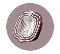6PC/Set Kitchen Sink Vegetable Drainer Fruit Basket for Washing Plastic Basin Drain(Dark red White 6pcs)