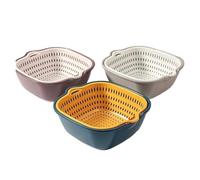 6PC/Set Kitchen Sink Vegetable Drainer Fruit Basket for Washing Plastic Basin Drain(Dark red White 6pcs)