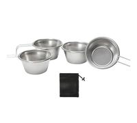 (6PC Set, One size) Outdoors Cup Stainless Steel Camping Essential Portable Design Hook Handle For Backpacking Cooking Trip