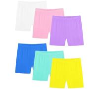 6PC Shorts Boys Girls Stretchy Cycling Shorts Kids Summer Plain Leggings Elastic High Waist Under Dress Teens Skinny Yoga Pants Comfy Safety Bottoms for Sports 11 Years Yellow