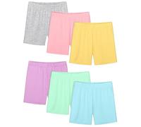 6PC Shorts Boys Girls Stretchy Cycling Shorts Kids Summer Plain Leggings Elastic High Waist Under Dress Teens Skinny Yoga Pants Comfy Safety Bottoms for Sports 13 Years Blue
