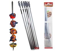 6Pc Stainless Steel BBQ Skewers - Barbecue Kebab Sticks, Food Grill Cooking Tandoori | Grilling Bbqs Forks | Superior Skewer Set Durable and Reusable Hand Tool