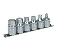 6pc STUBBY Hex Key Socket Bit Set - 1/2" Square Drive Short Shaft S2 Steel Allen