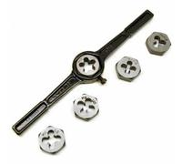 6PC Tap & Die Set Hex Shape Dies Wrench Alloy Steel Handle Garage Quality