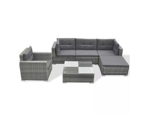 6pc vidaXL 42744 Rattan Garden Sofa Set | 5 Seater Outdoor Rattan Furniture Set