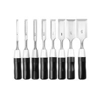 6pc Wood Chisel Set, 6/9/12/19/25/32mm High Carbon Steel Blades | 201mm Flat Woodworking Chisels With Polypropylene Handles And Blade Guards