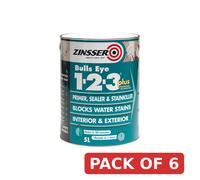 6pc Zinsser Bulls Eye® 1-2-3 Plus Primer, Sealer & Stain Killer White 2.5 litre