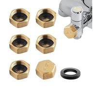 6PCS 1/2 Inch Brass Blanking Cap Hex Brass Blanking Nut Caps Leak-Proof Female Blanking Stop Cap with 6pcs Black Sealing Washer Blanking Cap for Water Pipes Washing Machines and Faucets