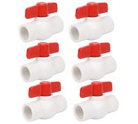 6Pcs 1/2" PVC Ball Valve Water Pipe Shut-off Valve Socket with Red T-Handle for Cold Water Supply lines, Irrigation Pipe fitting System(Socket x Socket), Schedule 40