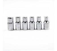 6pcs 1/4 Inch E Socket Set, for TORX Star Female Sockets E4 E5 E6 E7 E8 E10, Heat Treated 50# Steel Hand Tools for Star Bolts