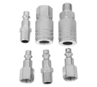 6pcs 1/4 Inch Npt Quick Connect Plug Kit, Male Female Fittings | Nickel-plated Iron Finish, Straight Pneumatic Connectors, Helps Reduce Leaks during Equipment Maintenance in Repair Shops
